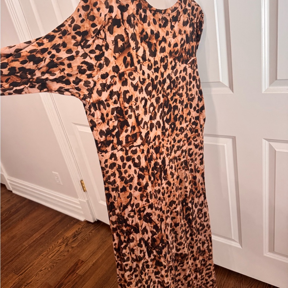 Leopard Print Long Sleeve Dress - Picture 4 of 5